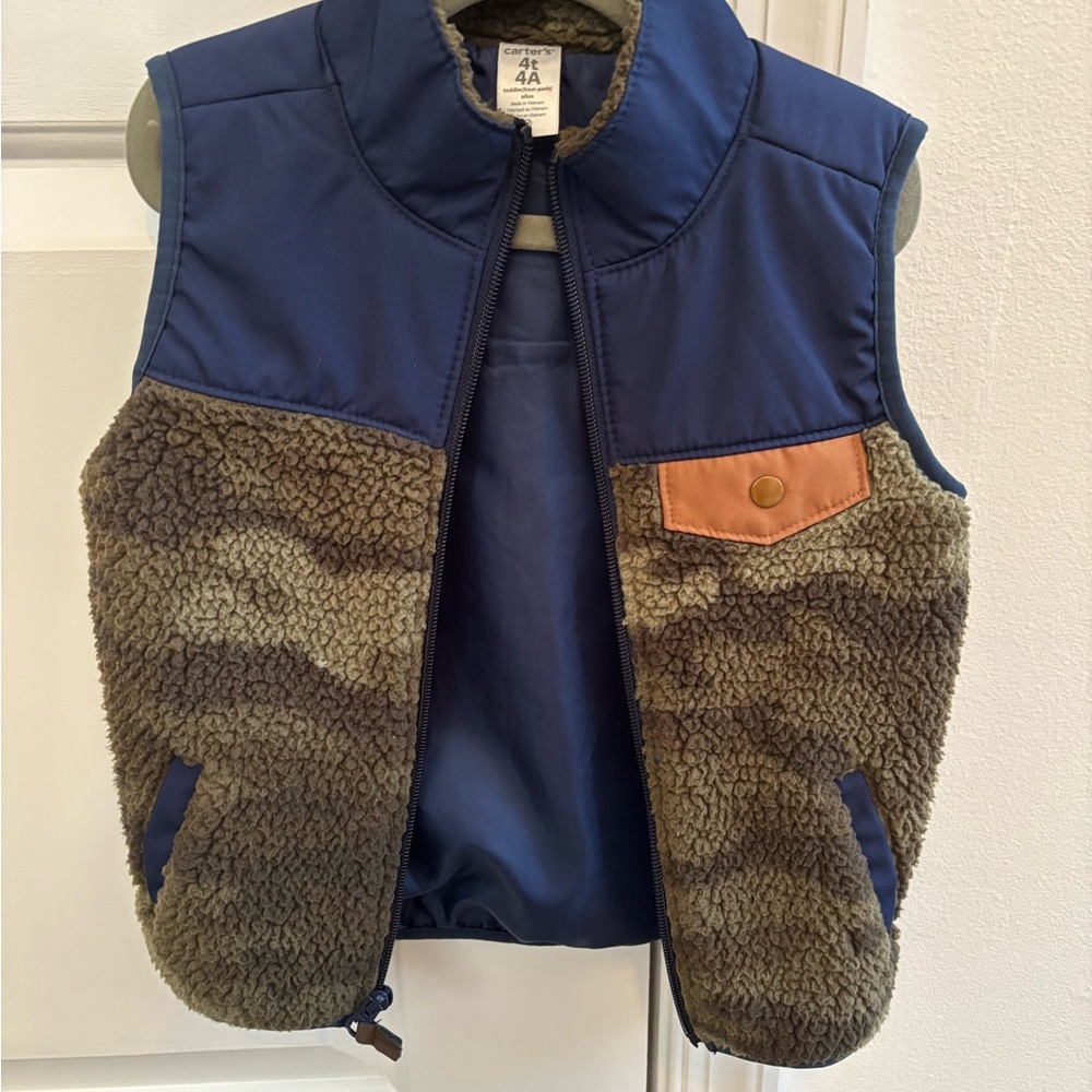 Carters Kids' Blue and Brown Sherpa Vest